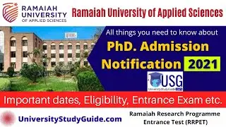 PhD admission notification 2021 || Ramaiah University  || university study guide