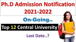 PhD Admission 2021 in Central University | PhD Admission Notice 2021 in Central University