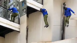 80-Year-Old Man Jumps Off A 10-Meter-High Building For Scraps#parkour#skate#still