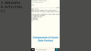 Azure Data Factory Major components? 