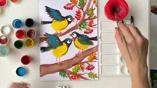 Рисуем синичек поэтапно. Как нарисовать птичек шаг за шагом. Урок рисования для детей.