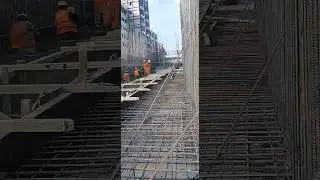 Steel fixing - bridge retaining wall base #construction #bridge #steel