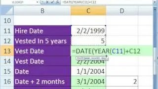 Excel Magic Trick # 281: Formula For Vest Date