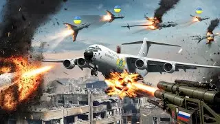 Russian long-range rocket destroys cargo plane escorted by Ukrainian jets - ARMA 3