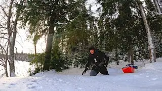 ONE FOUND A LAKE IN THE FOREST. I DIDN'T EXPECT THIS FISHING IN THE DEEP WINTER AT SUNSET.