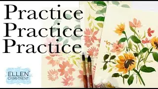 Watercolor Brush Practice is KEY  to create great leaves and petals