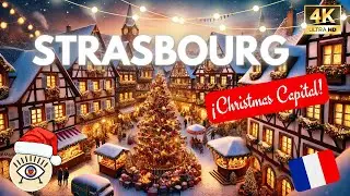 Strasbourg, France [4K] 🎄✨ Walking tour with subtitles! - Alsace - CHRISTMAS MARKETS