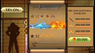 Shadow Fight 2 The Most Powerful Fire and Lightning Sawblade