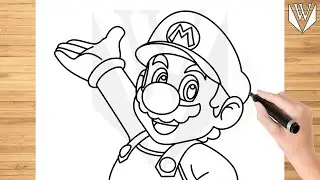 How to draw Mario Step by step Tutorial | Free Download Coloring Page