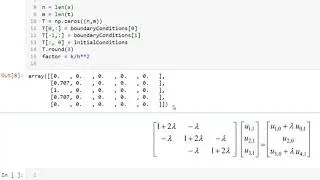 Solve the heat equation PDE using the Implicit method in Python