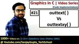 21 Graphics in C | How to display text using outtext( ) and outtextxy( ) functions in turbo c