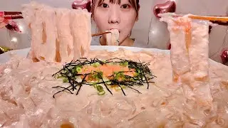 ASMR Mentaiko Cream Tanmyeon Noodles【Mukbang/ Eating Sounds】【English subtitles】