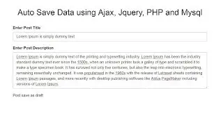 Auto Save Data using Ajax, Jquery, PHP and Mysql