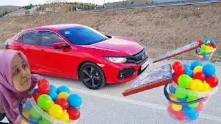 Crushing Crunchy & Soft Things by Car! - Ayşe's New Red Magical Car WİTH  colorful balls