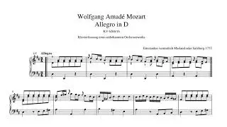 Wolfgang Amadeus Mozart - Allegro in D Major K.626b/16 {NEWLY FOUND MOZART PIECE} (Audio + Score)