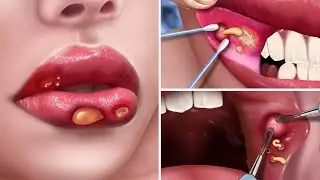 ASMR Treatment for a girl heat mouth, with swollen lips due, teeth care