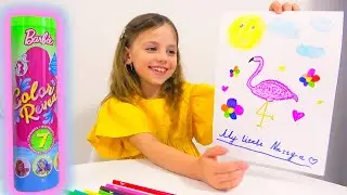 Настя МАРКЕРОМ рисует ФЛАМИНГО и открывает новые КУКЛЫ My little Nastya MARKER challenge