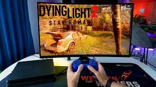 PS4 Slim On 27" Curved Gaming Monitor  | Dying Light 2: Stay Human |