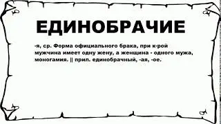 ЕДИНОБРАЧИЕ - что это такое? значение и описание