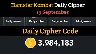 Hamster Kombat Daily Cipher 13 September Code | 13 September Daily Cipher Hamster Kombat