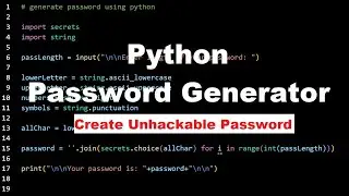 Password Generator using Python | Python Tutorial