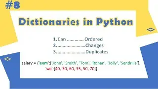 Python Tutorial - 8|Dictionaries in Python | Python for Beginners | Learnerea