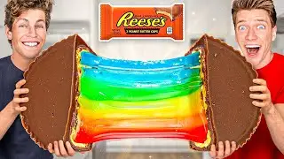 Eating RAINBOW Food For 24 Hours [Ben Azelart Challenge]!!! Epic One Color Foods vs Giant Sour Candy