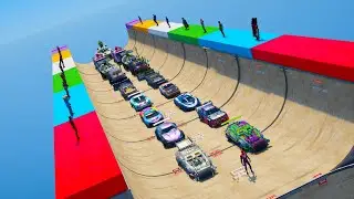 Skibidi TV Man Spiderman and Miles Morales Challenge Superheroes CARS Ramp GTA V Майлс Моралес ГТА 5