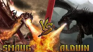 Смауг (Хоббит) vs Алдуин (Скайрим) /Smaug (Hobbit) vs Alduin (Skyrim) - Кто Кого? [bezdarno]