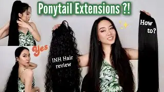 TRYING PONYTAIL HAIR EXTENSIONS | (INH HAIR) Review & Tutorial | 26