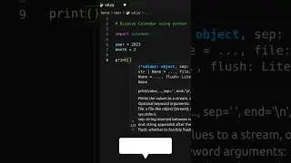 Python Calendar Module | print calendar using python #python #pythonshorts #programming #coding