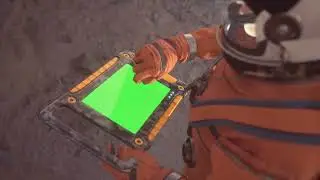 Astronaut with tablet with a Green Screen - TZ Green Screen