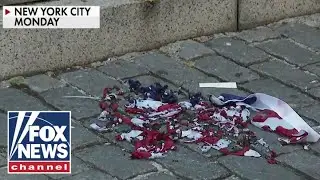 Anti-Israel agitators burn US flag, deface WWI monument