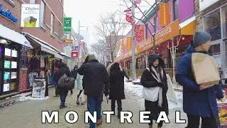 Montreal Winter Light Snow Walk: Red-Light, Chinatown, Place Des Arts, Phillips Square