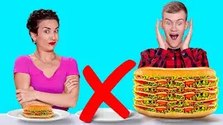 SMALL VS MEDIUM VS BIG CHALLENGE ||Giant vs Tiny Food For 24 HOURS by 123 GO! CHALLENGE