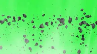 Green screen rocks flying particles