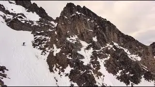 Drone Shot - Skiing Mt. Godoy, Ushuaia, Tierra Del Fuego, Argentina's West Chute