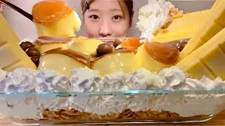 ASMR Pudding Parfait【Mukbang/ Eating Sounds】【English subtitles】