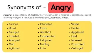 Synonyms Of Angry, Angry Synonyms Words List, Meaning & Example Words #vocabulary #synonyms