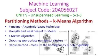 k-Means Clustering Algorithm-Machine Learning-5-1-3-Unsupervised Learning-Partitioning Methods