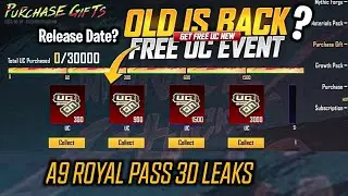 Purchase Gift Event Release Date - Old Purchase Gift Back? - A9 Royal Pass 1 To 100Rp 3D Leak |PUBGM