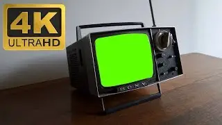 Old Vintage Sony TV on Table Green Screen Footage Free 4K