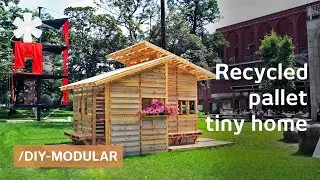 Salvaged pallet tiny home has IKEA-style assembly guide