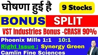 Bonus घोषणा हुई है I Rights issue  I VST Industries I Phoenix Mills I Synergy green I Camlin fine