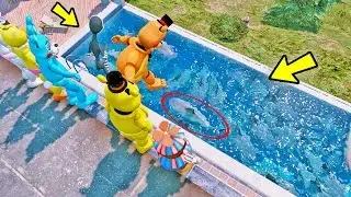 ANIMATRONICS FESTA NA  MANSÃO E PISCINA COM TUBARÕES  | GTA V Five Nights at Freddy's