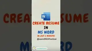 🔥how to create resume in 2 minutes | Ms Word🔥 | #shorts #msexcel #resume