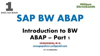 LIVE Session: iLearnSAPwithVenu - (SN-MI) 1. Introduction to ABAP - Part 1 | VENUGOPAL M N