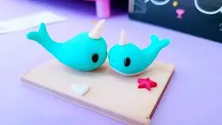 Mom and baby narwhals with their own hands 🙌  polymer clay sculpting