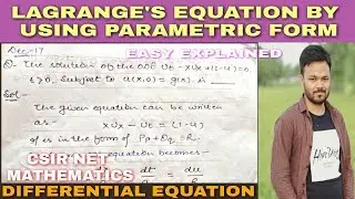 Csir net mathematics questions on Lagranges equation || ODE 🔥