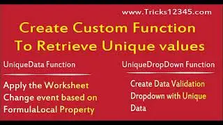 Excel VBA Macros: Create Custom Function To Remove Duplicates Add Unique Values To Data Validation